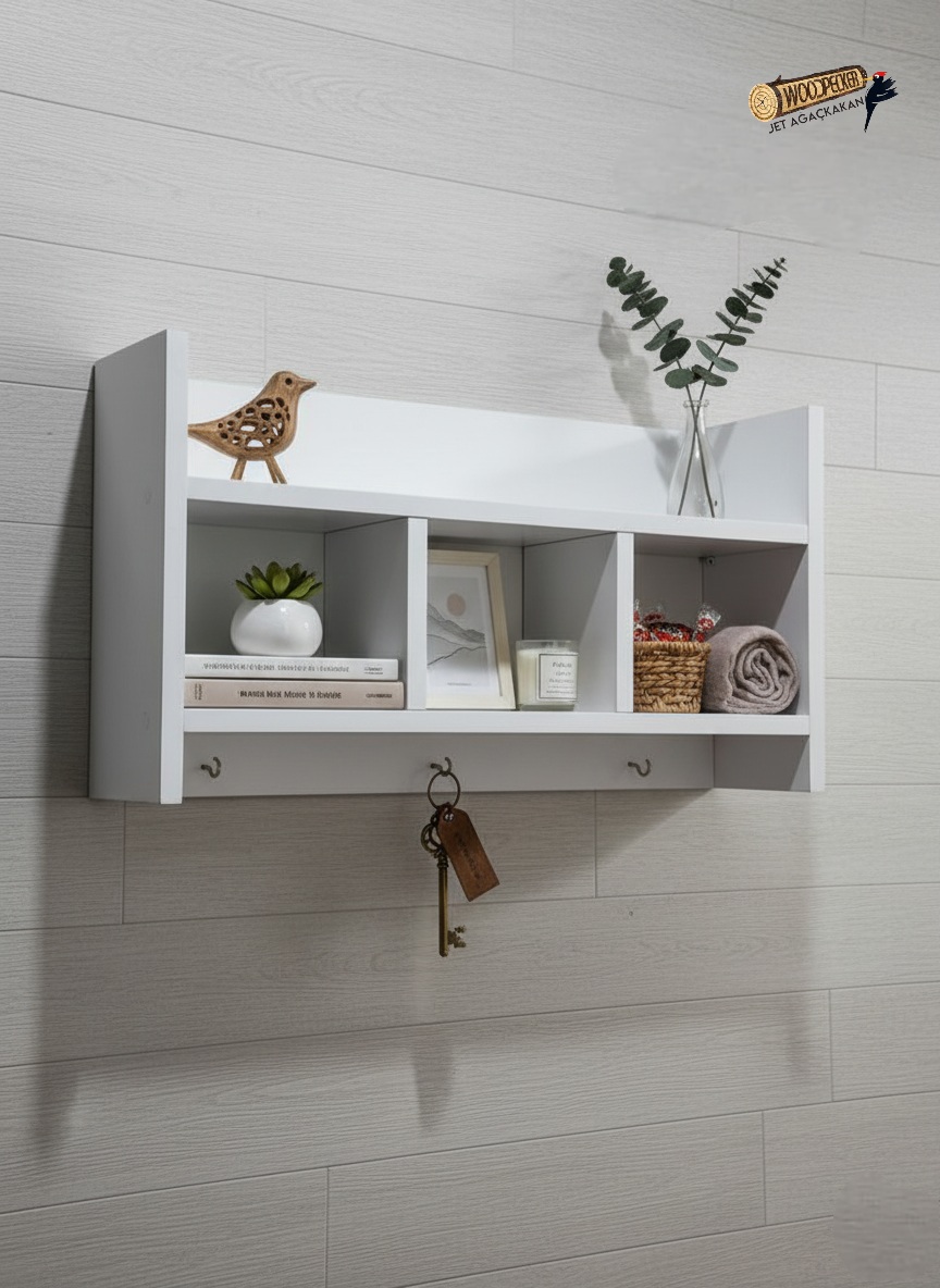 Ahşap Duvar Rafı Beyaz