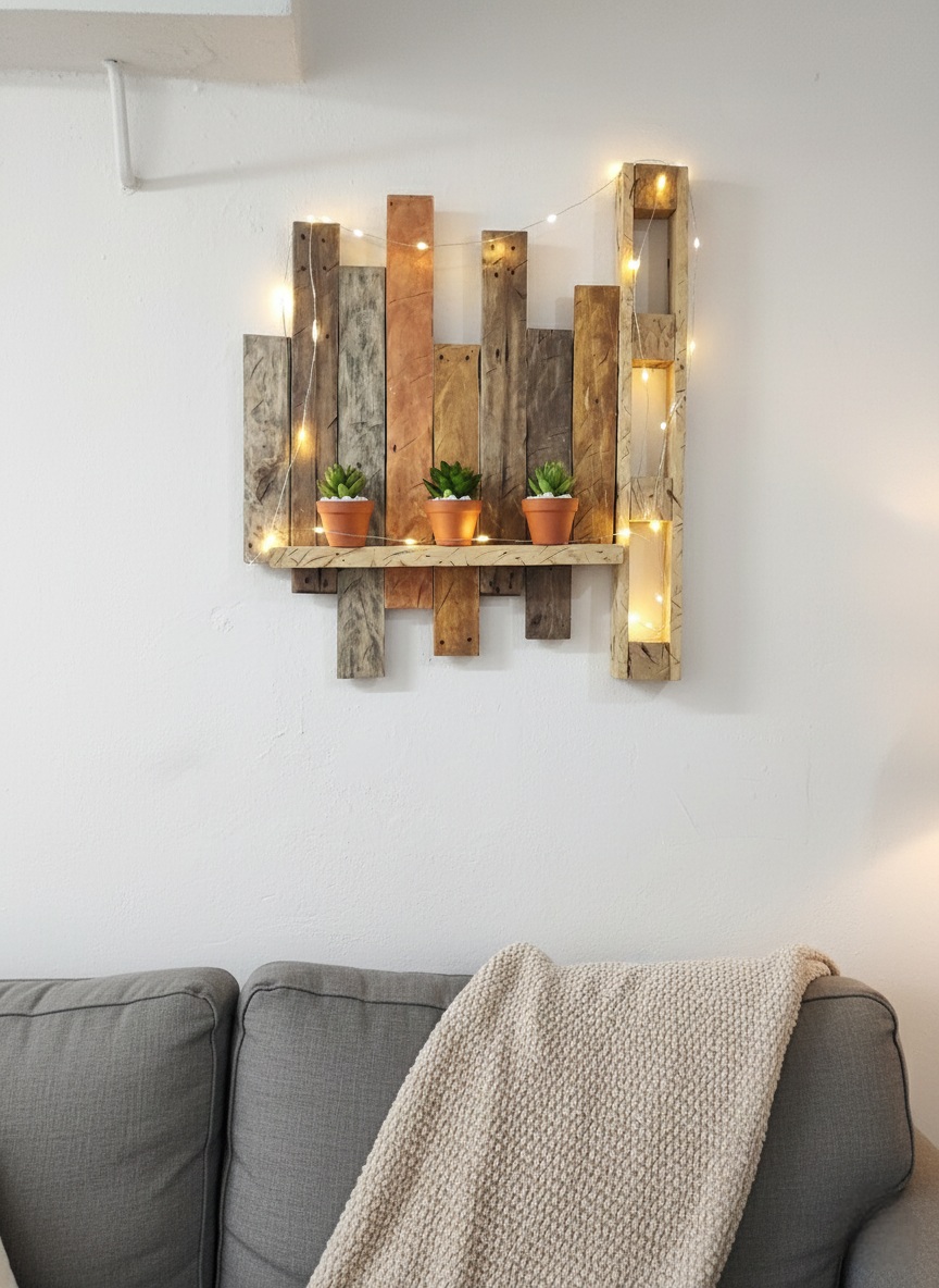 El Yapımı Ahşap Duvar Rafı