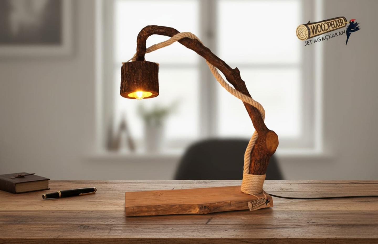 Rustik El Yapımı Ahşap Lambader